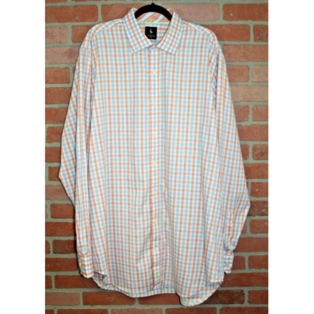 Tailorbyrd Orange Blue Gingham Button Up Shirt XXL
